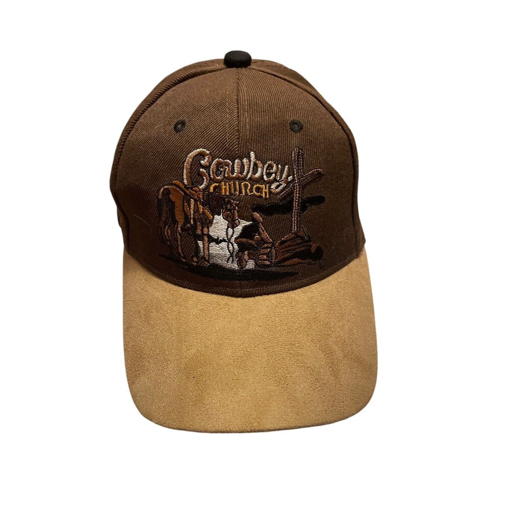Cowboy Church Cap, 6-Panel, Embroidery on Crown, Suede Bill, Hook & Loop